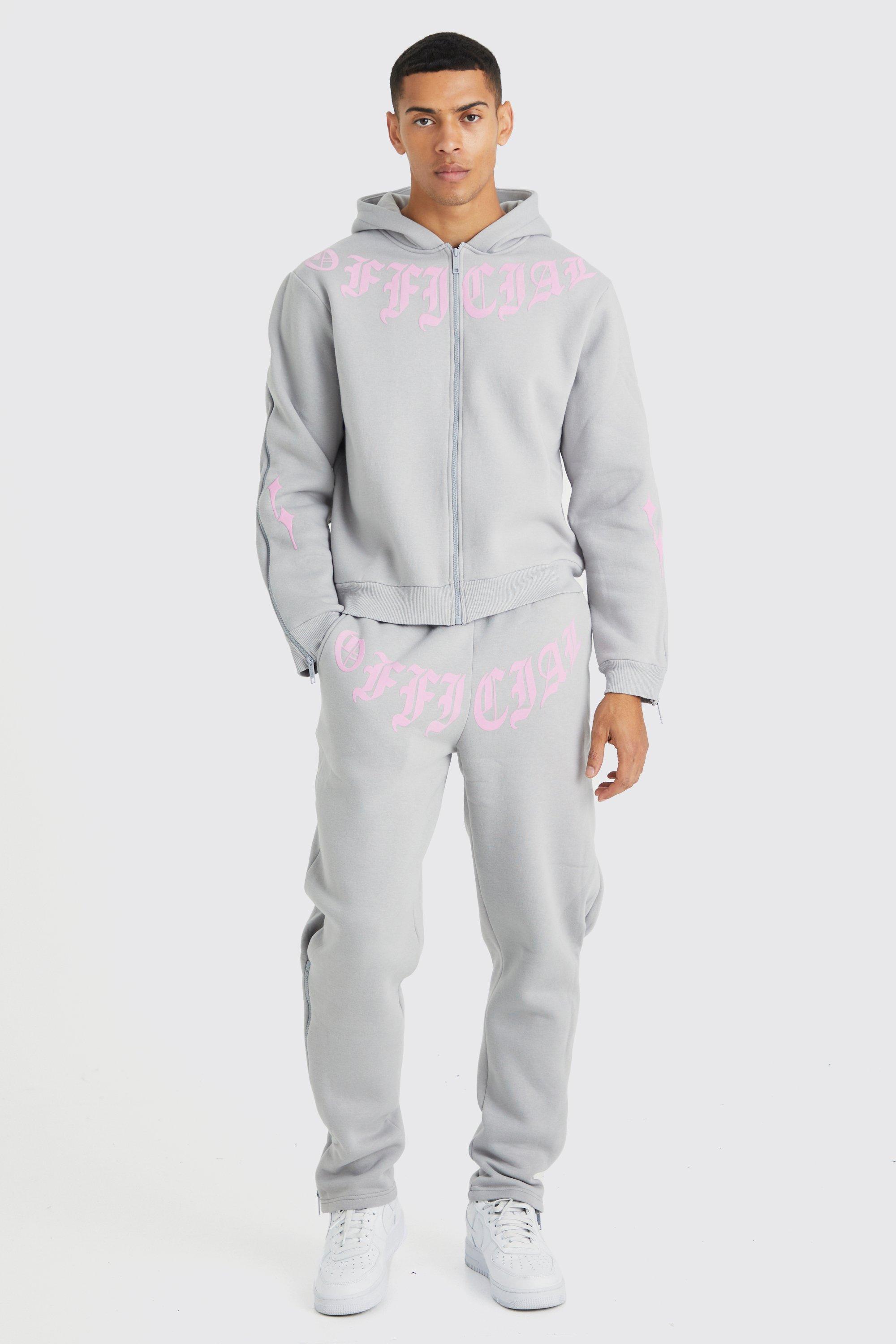 Official Boxy Zip Detail Hooded Tracksuit | boohooMAN USA